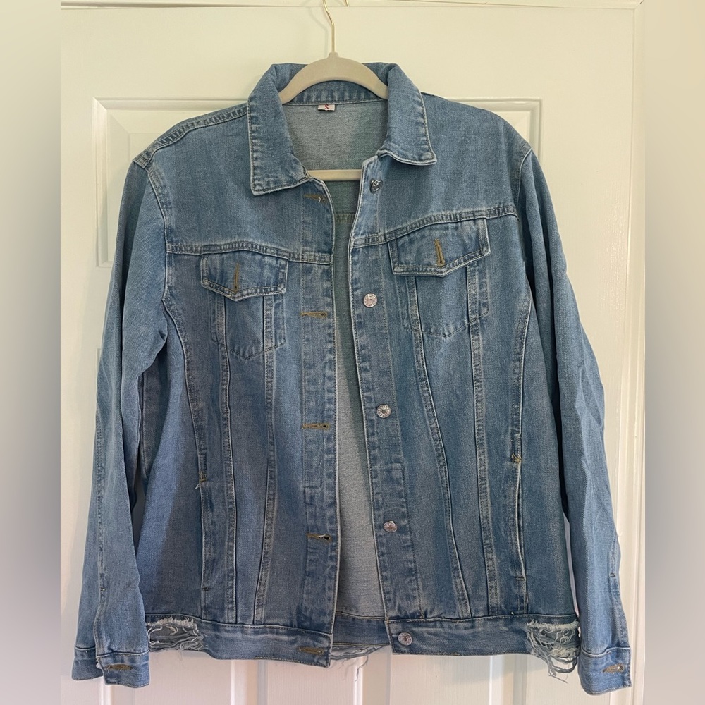 Distressed jean jacket